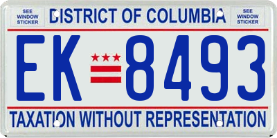 DC license plate EK8493