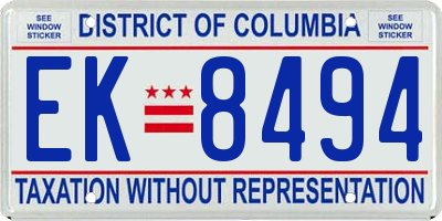 DC license plate EK8494