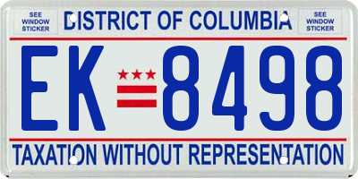 DC license plate EK8498