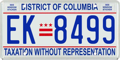 DC license plate EK8499