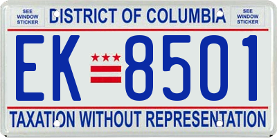 DC license plate EK8501