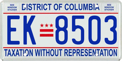 DC license plate EK8503