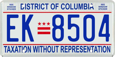 DC license plate EK8504