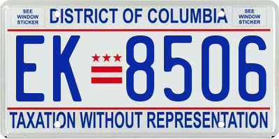 DC license plate EK8506