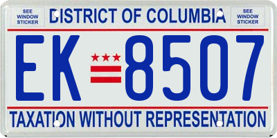 DC license plate EK8507