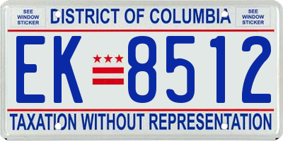 DC license plate EK8512