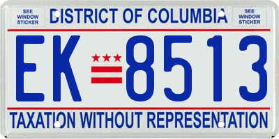 DC license plate EK8513