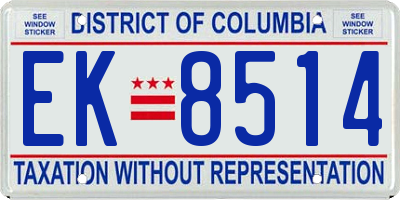 DC license plate EK8514