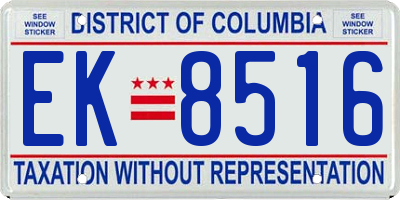 DC license plate EK8516