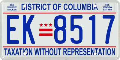 DC license plate EK8517