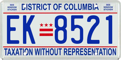 DC license plate EK8521