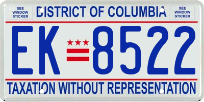 DC license plate EK8522