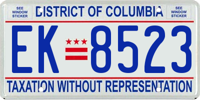 DC license plate EK8523