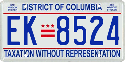 DC license plate EK8524