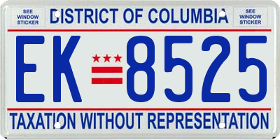 DC license plate EK8525