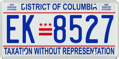 DC license plate EK8527