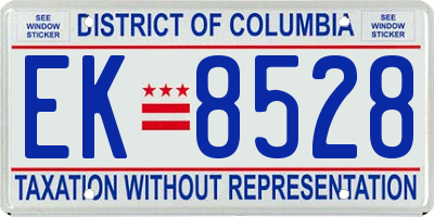 DC license plate EK8528