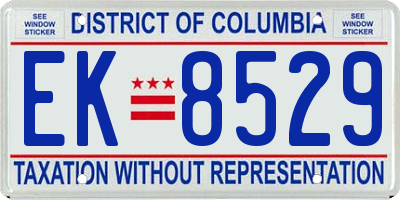 DC license plate EK8529