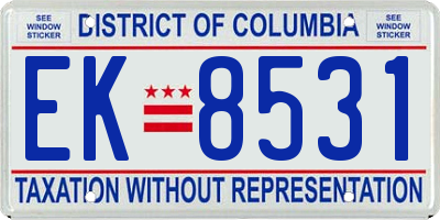 DC license plate EK8531