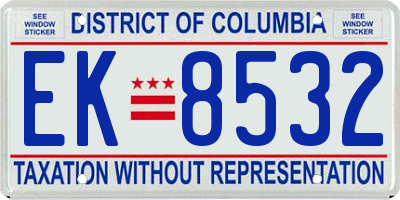 DC license plate EK8532