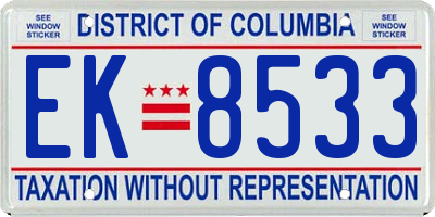 DC license plate EK8533