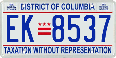 DC license plate EK8537