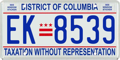 DC license plate EK8539