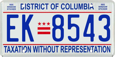 DC license plate EK8543