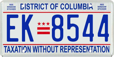 DC license plate EK8544