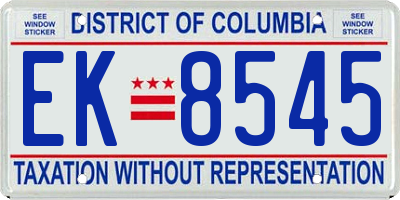 DC license plate EK8545