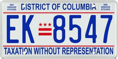 DC license plate EK8547