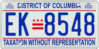 DC license plate EK8548