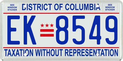 DC license plate EK8549