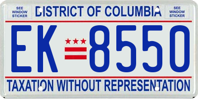 DC license plate EK8550