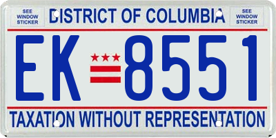 DC license plate EK8551