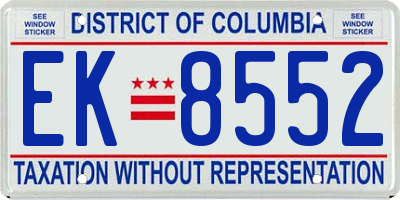 DC license plate EK8552