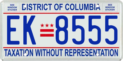 DC license plate EK8555