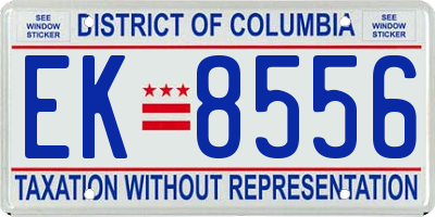 DC license plate EK8556