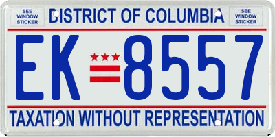 DC license plate EK8557