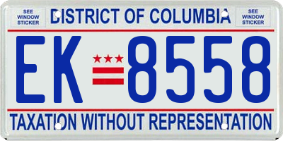 DC license plate EK8558