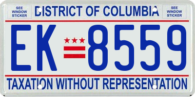 DC license plate EK8559