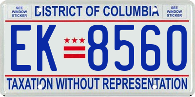 DC license plate EK8560