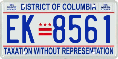 DC license plate EK8561