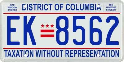 DC license plate EK8562