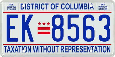 DC license plate EK8563