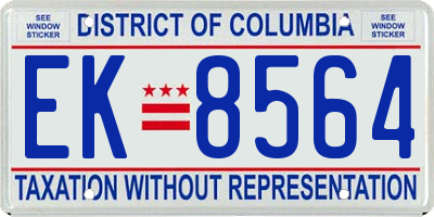 DC license plate EK8564