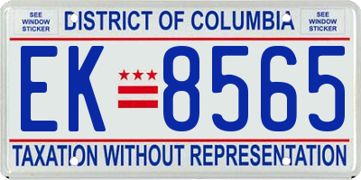 DC license plate EK8565