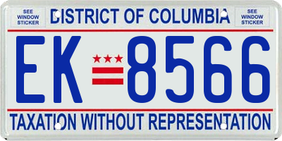 DC license plate EK8566