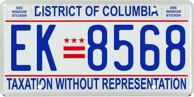 DC license plate EK8568