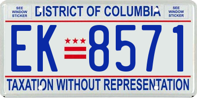 DC license plate EK8571